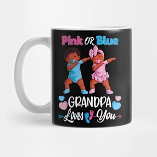 Pink Or Blue Grandpa Loves You Black Baby Gender Reveal Men Mug